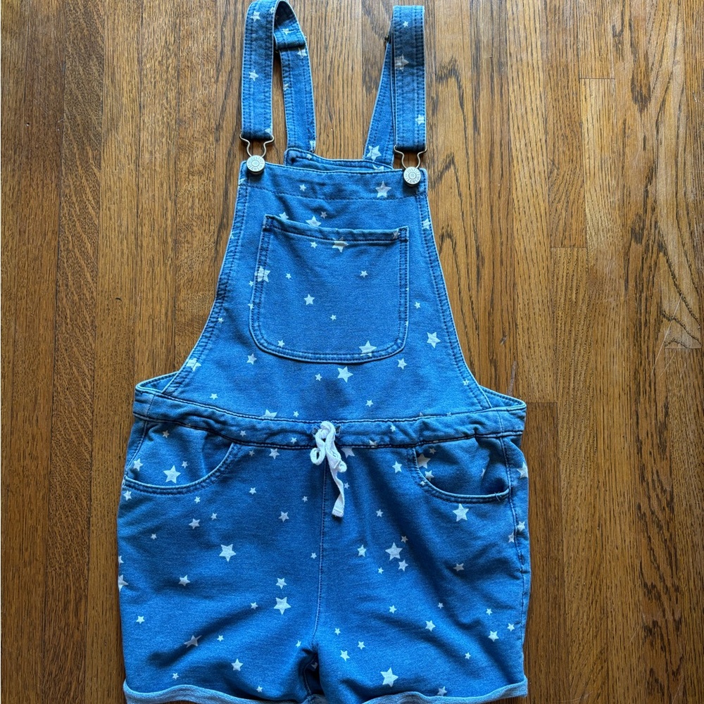 Justice soft cotton star short overalls